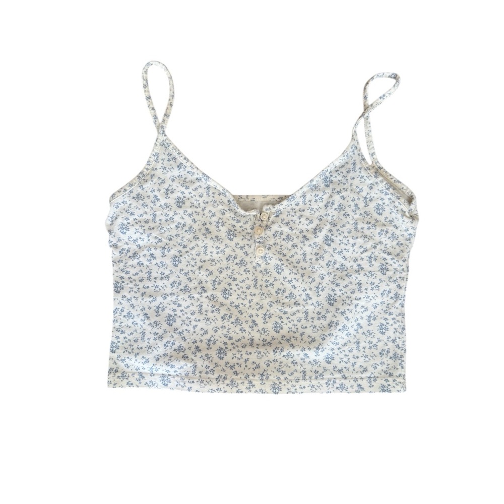 Brandy Melville blue floral cream tank camisole dainty soft feminine